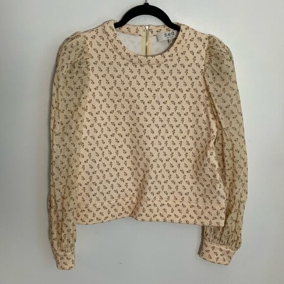 Sea New York Floral Top Sheer Sleeves - Picture 1 of 7